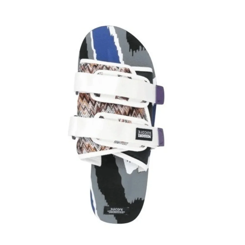 Missoni X Suicoke Collab Moto Slide Sandals White Zig Zag Pattern Slip-On 16
